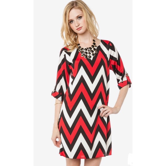 red black white dress